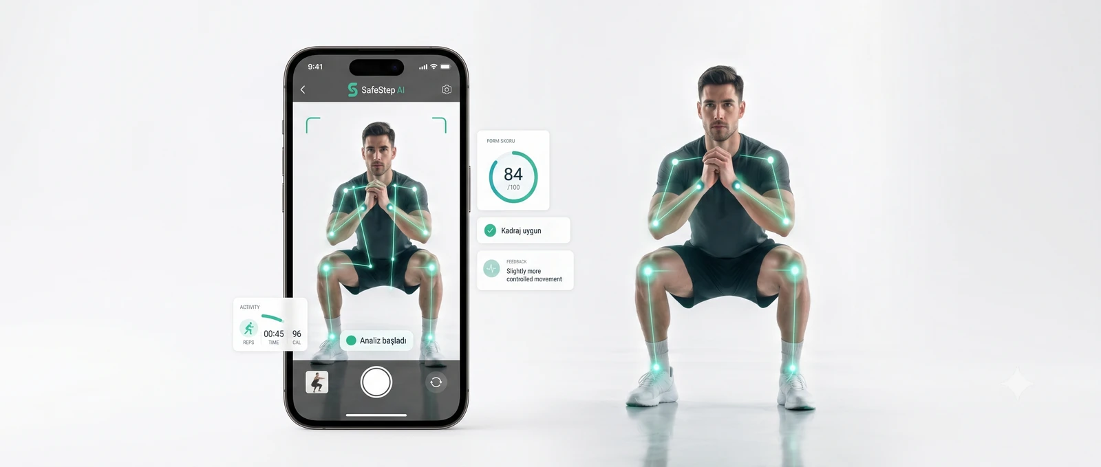SafeStep AI camera-based exercise analysis with pose tracking